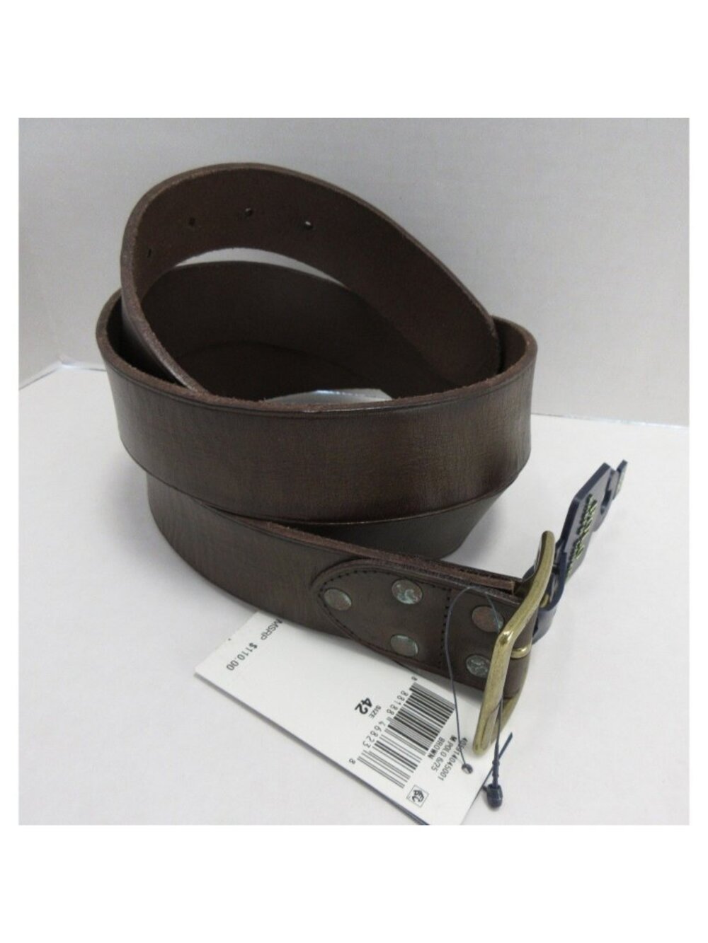 Polo Ralph Lauren Belt 42 Leather Brass Tone Buckle Heritage Casual